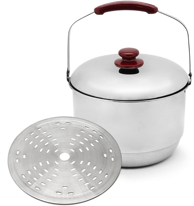 퀸센스 헤킨스 인덕션 스테인리스 미니 들통냄비 7L + 찜판 세트, 실버, 1세트, 24cm