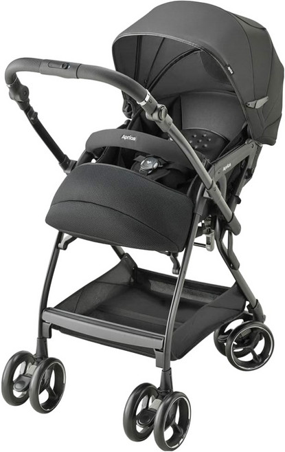 Aprica 愛普力卡 雙向自動四輪推車 Optia Cushion Grace 2174894, 瑪瑙黑