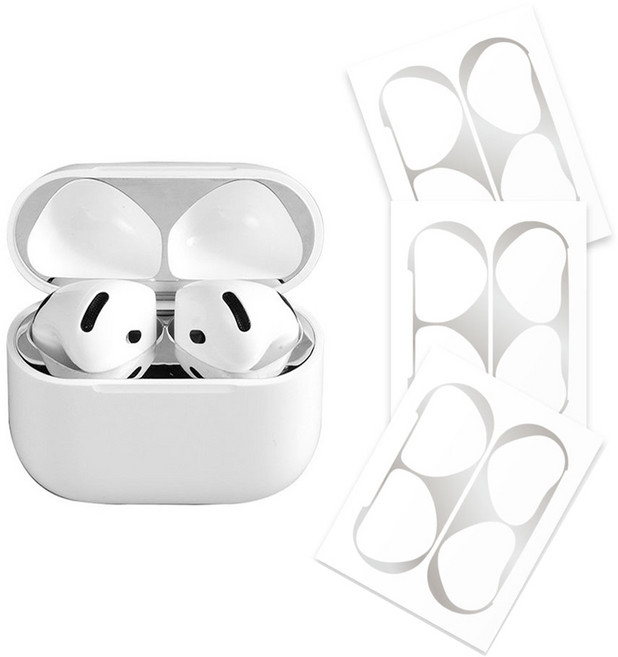 리아몬트 에어팟 철가루방지 스티커 도금 3개입, 실버, 3개, 에어팟 4세대