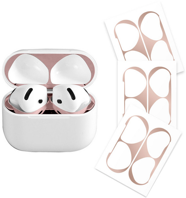 리아몬트 에어팟 철가루방지 스티커 도금 3개입, 로즈골드, 3개, 에어팟 4세대