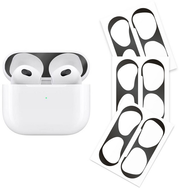 리아몬트 에어팟 철가루방지 스티커 도금 3개입, 블랙, 3개, 에어팟 3세대