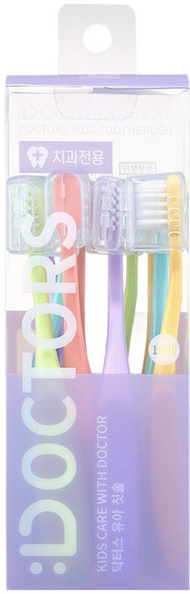 닥터스 2단계 유아 칫솔, 머스터드 + 라임 + 라벤더 + 스카이 + 코랄, 10개입, 1세트