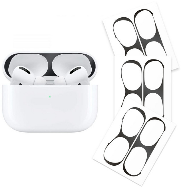 리아몬트 에어팟 철가루방지 스티커 도금 3개입, 블랙, 1세트, 에어팟 프로3