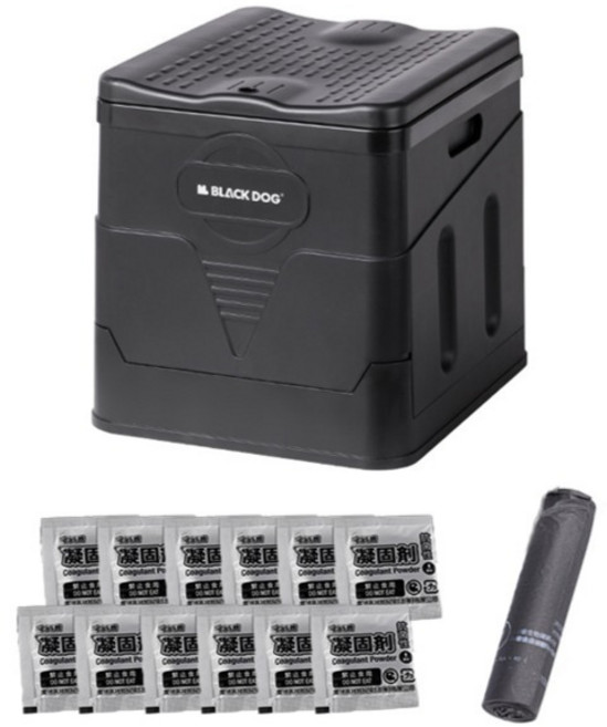 BLACK DOG 黑狗 戶外折疊露營馬桶組 BD205, 黑色, 1套