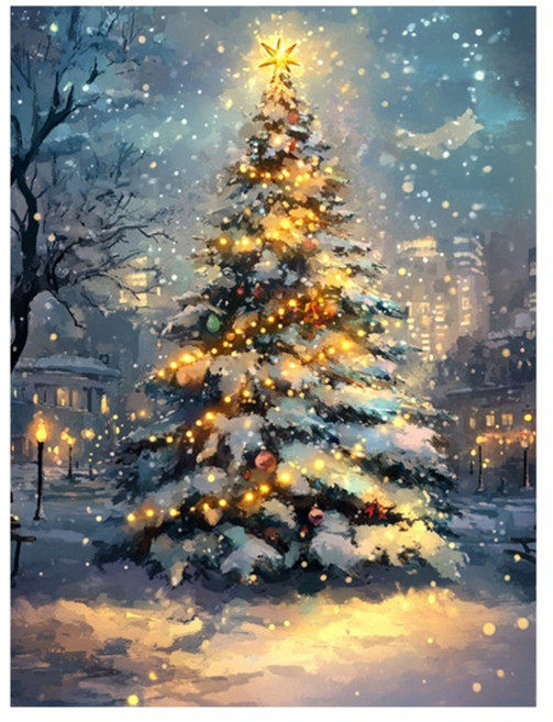 마다꾸미 크리스마스 벽 장식 보석십자수 DIY 50 x 40 cm, 03 크리스마스 트리, 1개