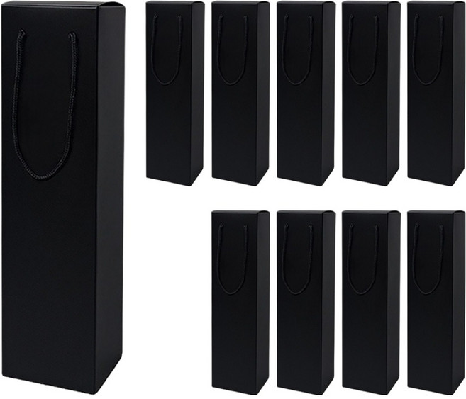 행복술술 고급 와인박스 선물포장 사각 상자, 블랙, 10개