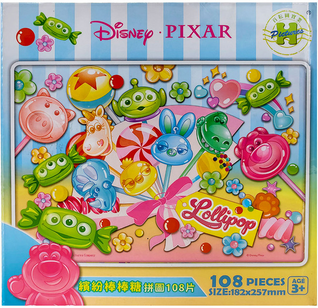 HUNDRED PICTURES 百耘圖 Disney Pixar Fluffy 繽紛棒棒糖拼圖 HPD0108-336 257 x 182mm, 混和顏色, 1個, 108片