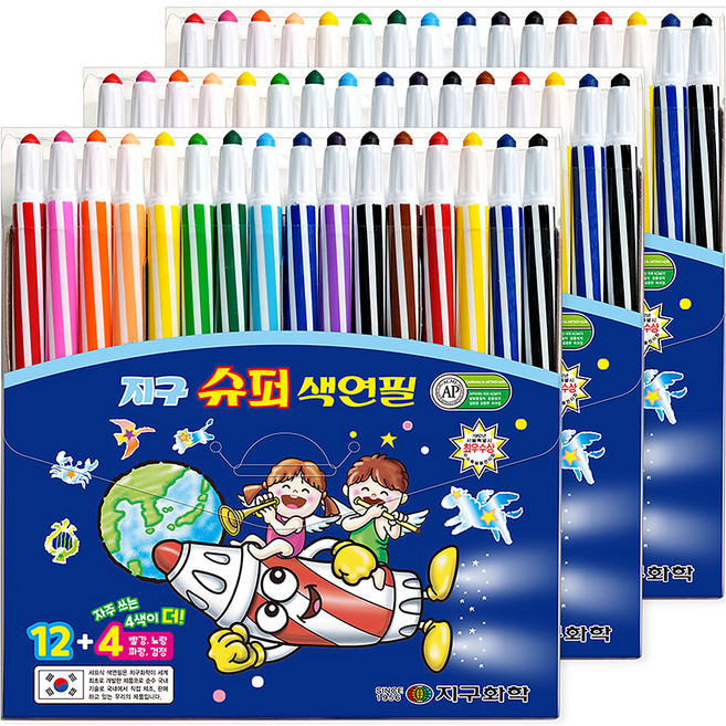 지구화학 슈퍼 색연필, 16색, 3개
