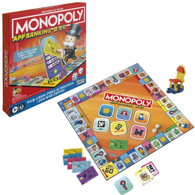 MONOPOLY 앱뱅킹 보드게임 G1424, 1개, 혼합색상