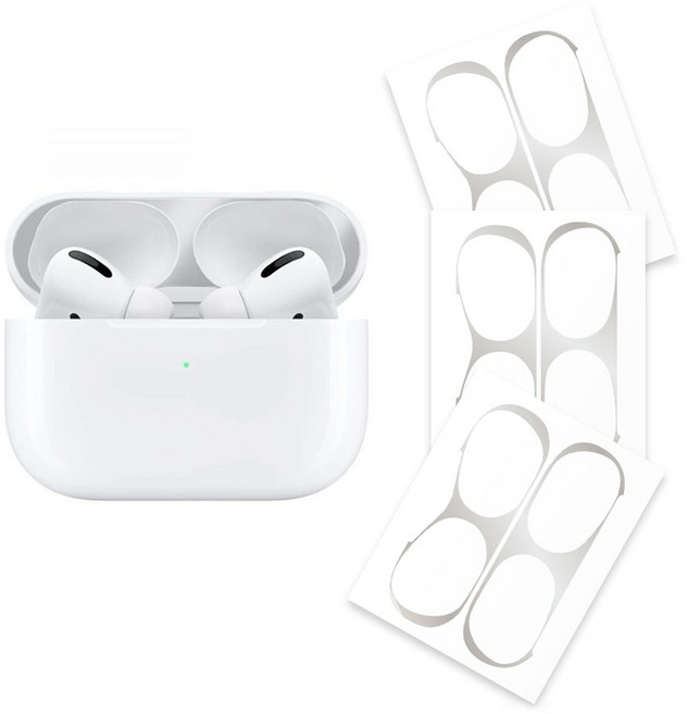 리아몬트 에어팟 철가루방지 스티커 도금 3개입, 실버, 1세트, 에어팟 프로2 / 프로