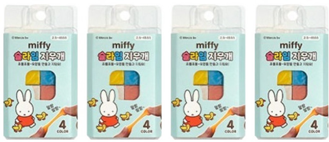 조선문방구 미피 슬라임 4색 지우개, 4개, 혼합색상