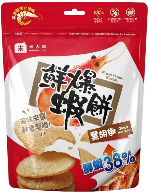 master mi 米大師 鮮爆蝦餅 黑胡椒, 27.2g, 1個