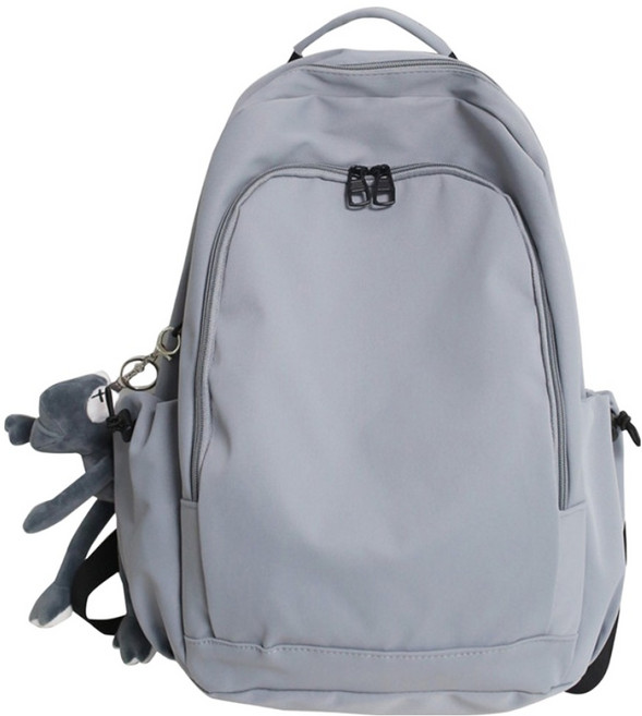 Elsso 簡約尼龍輕量生活防水青蛙娃娃 + 後揹包組合, 灰色(後背包)