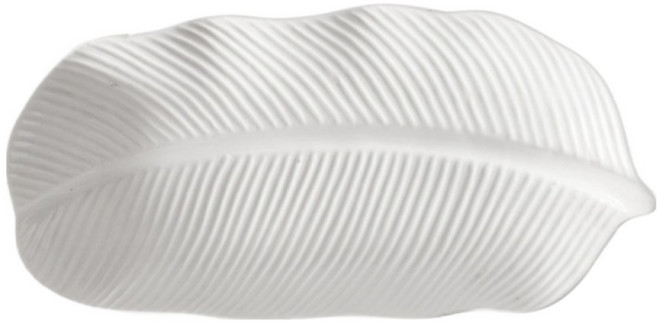 다파랑 나뭇잎 디자인 레스토랑 플레이팅 세라믹 접시 소 HJ0849, 화이트, 1개