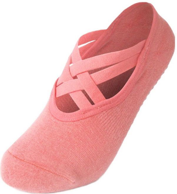 Asana 鬆餅格紋交叉緞帶緩衝氣墊瑜珈皮拉提斯襪