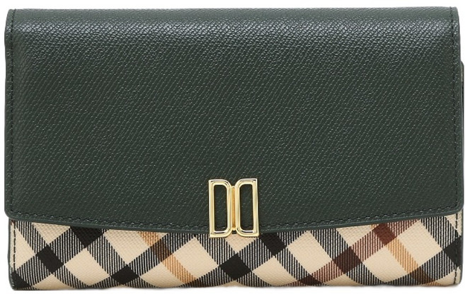 닥스 VICTORIA 체크배색 DD로고 3단 중지갑 DCWA5F403