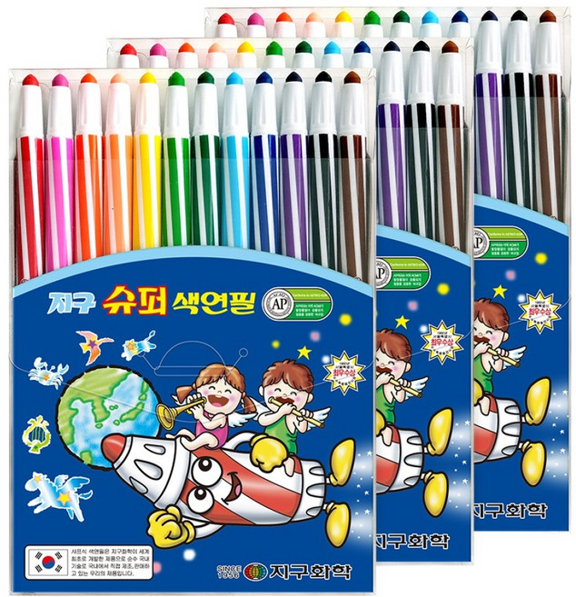 지구화학 슈퍼 샤프식 색연필, 12색, 3개