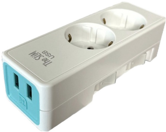 네모탭 더슬림 개별 멀티탭 10W 2구 SY-SB2 USB, 화이트, 1개, 3m