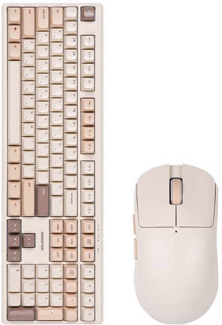 몬스타기어 X108 BTW 콤보 마들렌 보글보글 멤브레인 무선 블루투스 키보드 + 마우스 세트, 인체공학