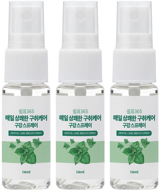 쉼표365 매일 상쾌한 구취케어 구강스프레이, 3개, 14ml