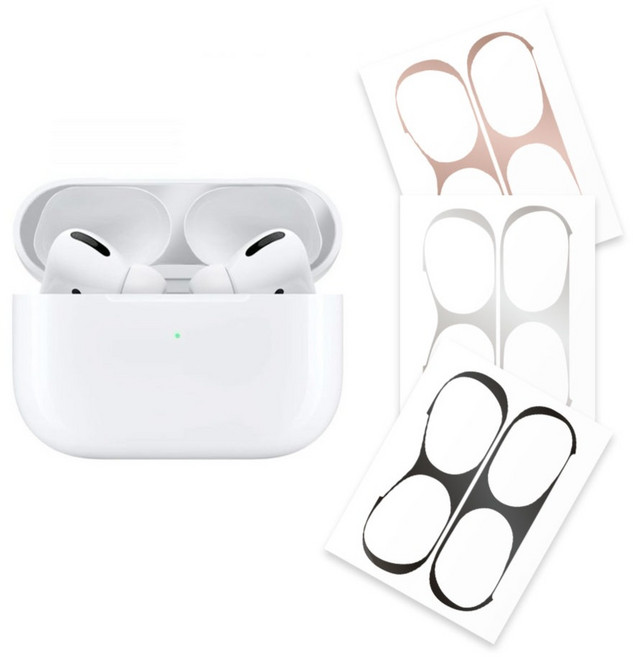 리아몬트 에어팟 철가루방지 스티커 도금 3개입, 로즈골드 + 실버 + 블랙, 1세트, 에어팟 프로2 / 프로