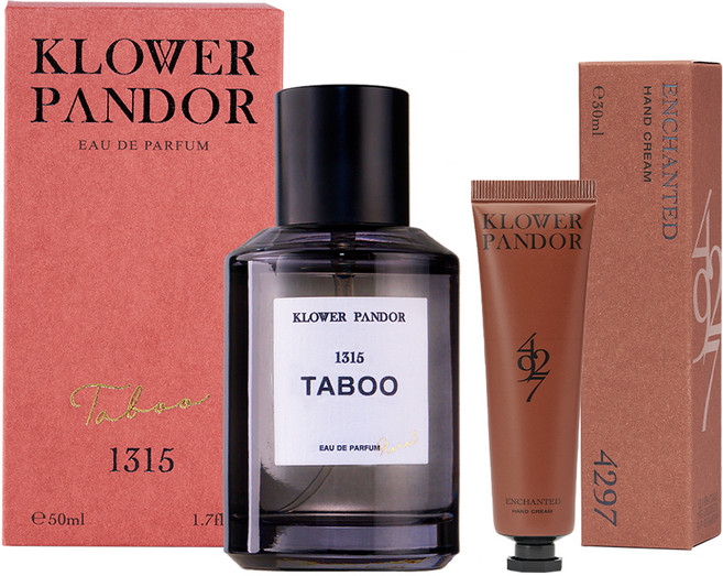KLOWER PANDOR 台灣公司貨 自然疊香組 禁忌蜜桃香水 + 荒野玫瑰香水滋潤護手霜, 1套