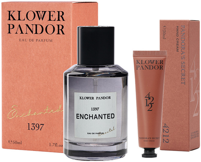 KLOWER PANDOR 台灣公司貨 自然疊香組 荒野玫瑰香水 + 潘朵拉的秘密香水滋潤護手霜, 1套