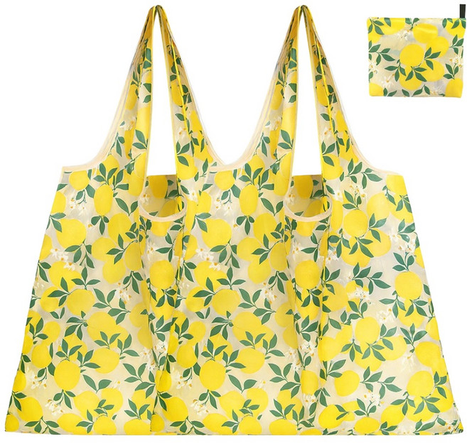 메오 키친 대용량 접이식 장바구니, 레몬, 3개