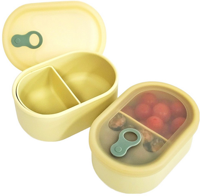 파미레 실리콘 반투명 스팀홀 밀프랩 분할 용기 라임, 2개, 650ml