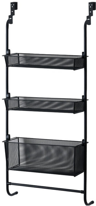 노바리빙 촘촘 3단 문걸이 선반, 블랙, 1개