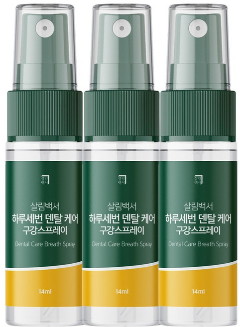 살림백서 하루세번 덴탈케어 구강 스프레이, 14ml, 3개