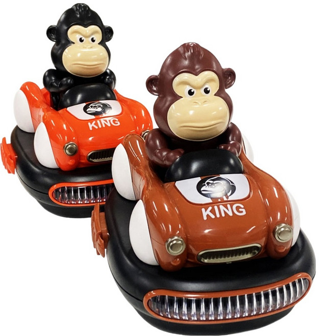 공룡기 고릴라 미니 범퍼카 세트, 브라운, 주황, 1세트