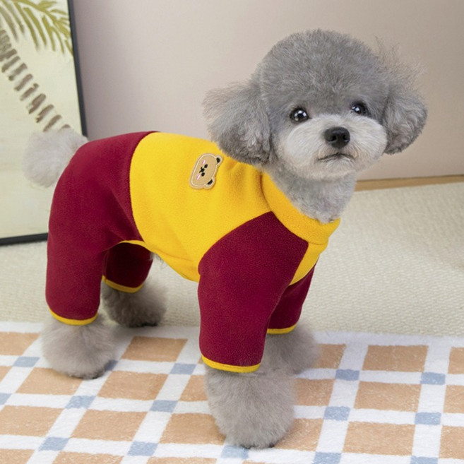 데이소이 반려동물 투톤 올인원 후리스 옷, 02 옐로우, 1개