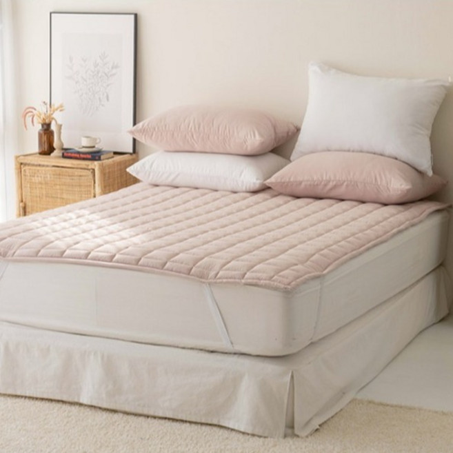 휴가드 방수 고온워싱 고정밴딩형 마카롱 침대패드 카페트, 스트로베리