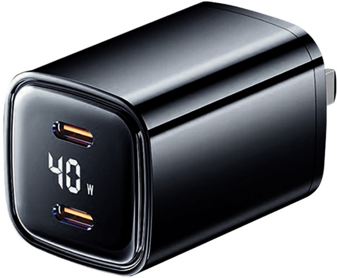 CYKE 40W Dual Port GaN 充電器 PD Fast Charging Digital Display Compatible with iPhone 17/16/15 耀夜黑