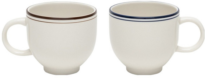 메종오브제 윤도자기 코지 머그컵 2종 x 330ml 세트, 브라운 + 블루, 1세트