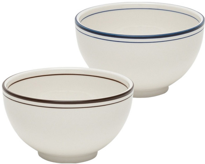 메종오브제 윤도자기 코지 공기 2종 세트, 브라운, 블루, 1세트