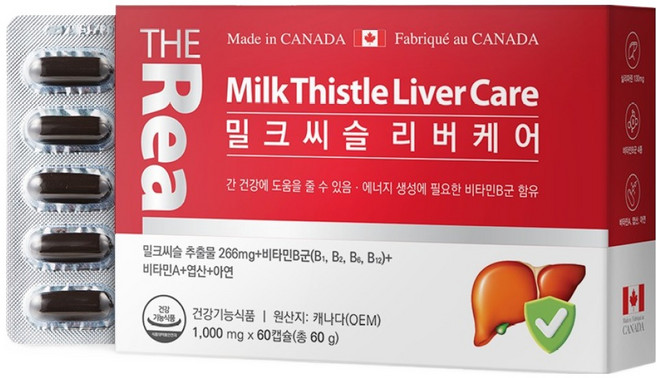 더리얼랩 리얼 밀크씨슬 리버케어 1000mg, 60정, 1개