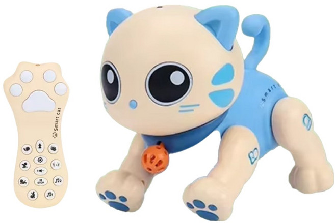 KANGAROO 똑똑한 코코냥 스마트 고양이 로봇 장난감 + 리모컨 세트, 블루, 1세트
