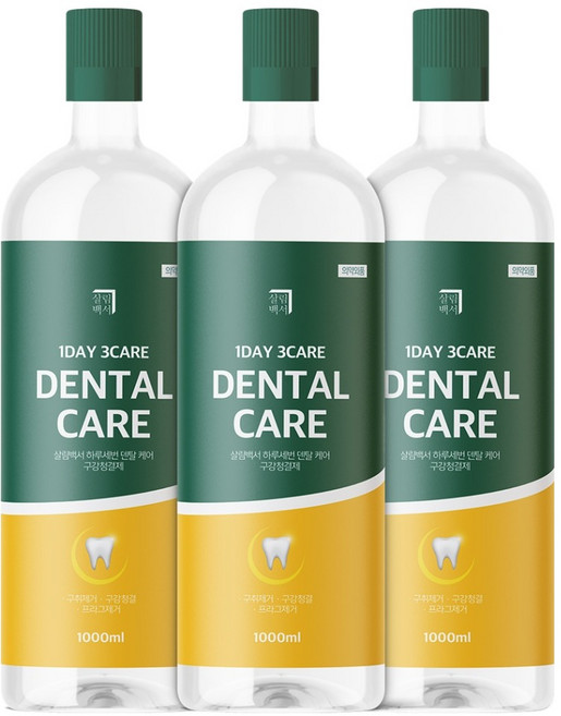 살림백서 하루세번 덴탈케어 구강 청결제, 3개, 1L