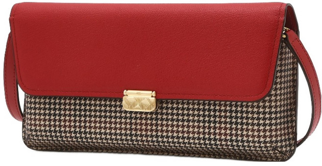 CLA 格紋裝飾亮點皮革迷你斜揹包 DCWA5F854, 紅色