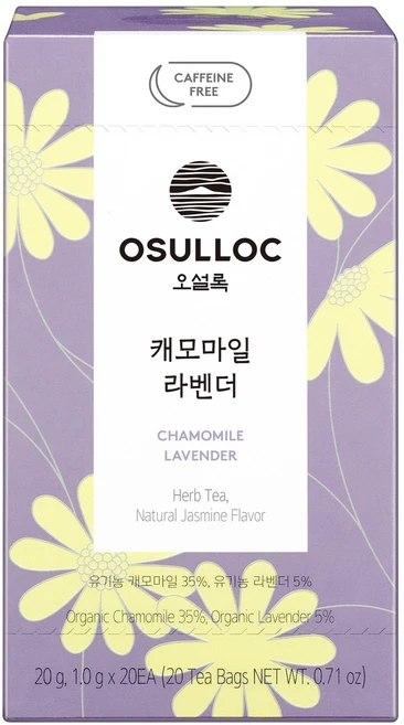 오설록 캐모마일 라벤더 티백, 1g, 20개입, 1개 - 쿠팡