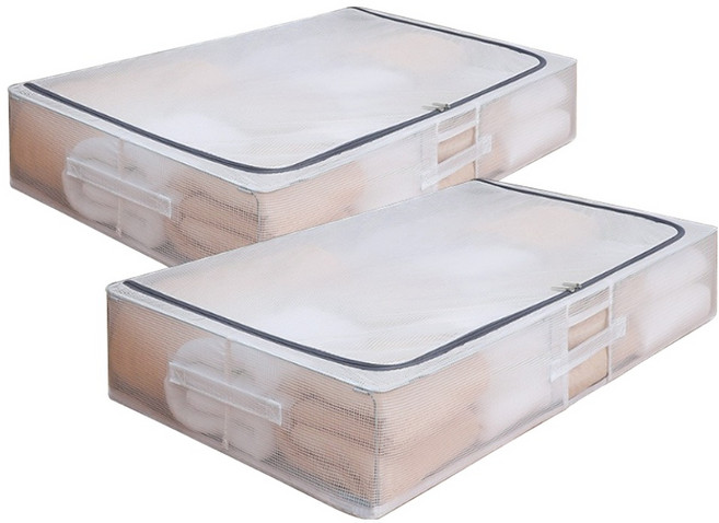 보노하우스 접이식 언더베드 대형 이불 정리함, 투명, 2개