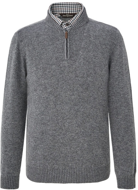 인디안 남성용 솔리드 짚업 이중에리 니트 MIEBP5W9121