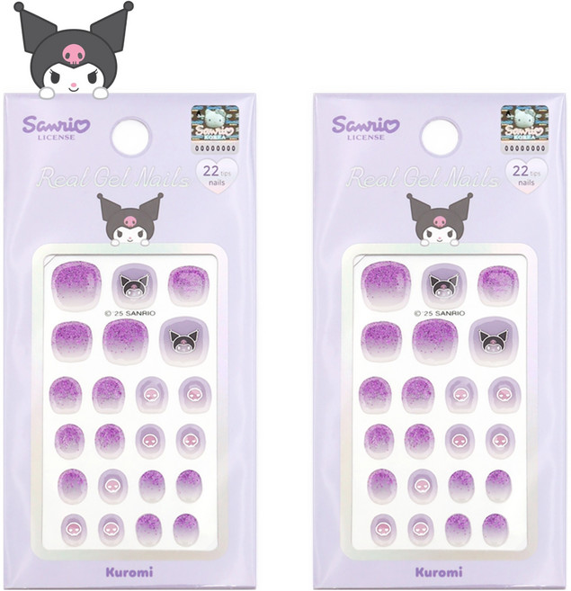 Beauty Home 三麗鷗 酷洛米小巧凝膠指甲貼, 2個, 淺紫色