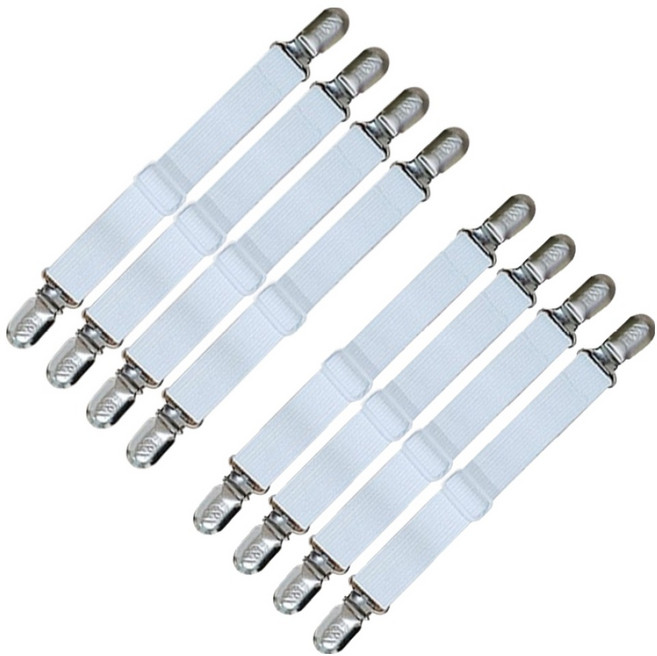 원이네 톱니식 침대시트 러너 길이조절 고정 집게, 화이트, 8개