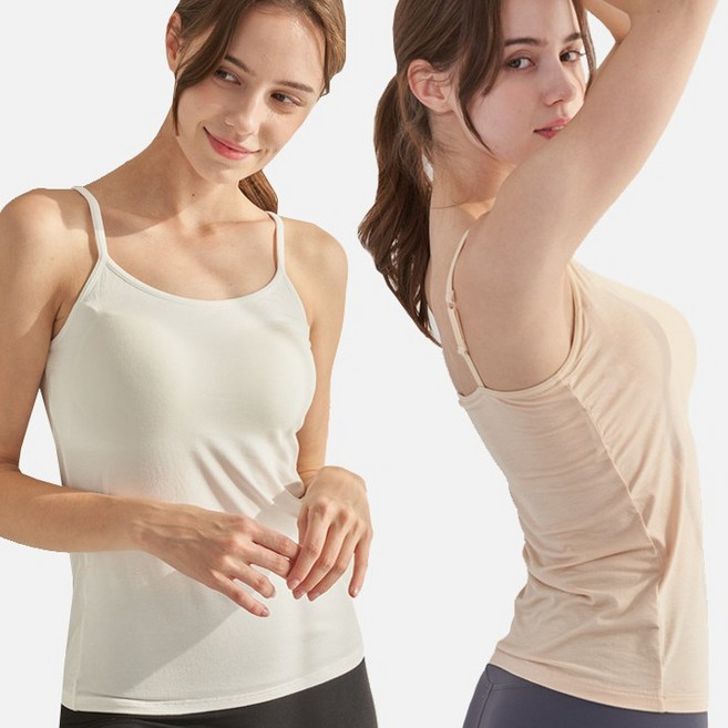 이너리즘 모달 끈조절 스포츠 노와이어 브라캡 끈나시 캐미솔 2p