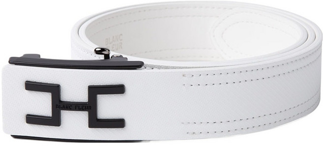 BLANC FLEUR Stitch H標誌牛皮高爾夫皮帶, 白色, 1個