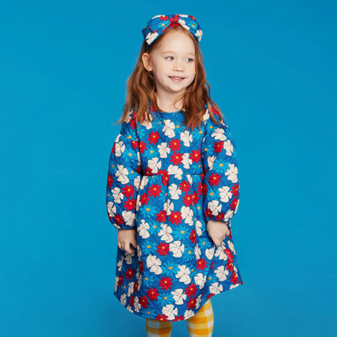 베베드피노 올 오버 플라워 퍼프 소매 퀼팅 원피스 BP24OP405