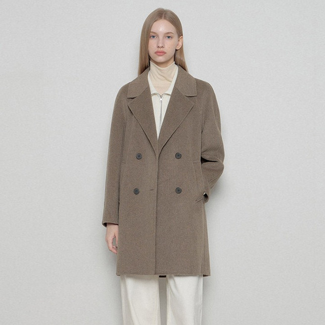 리스트 여성용 더블 핸드메이드 하프 코트 TWHCTO82040